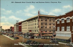 View of Business District Postcard