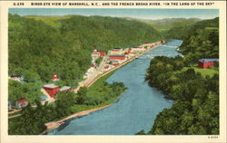 Birds-Eye View of Town and the French Broad River Postcard