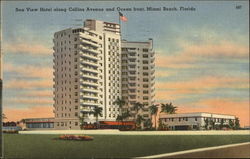 Sea View Hotel along Collins Avenue and Ocean front Miami Beach, FL Postcard Postcard