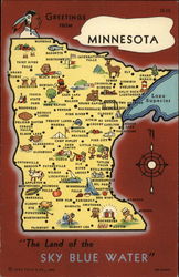 Greetings from Minnesota Maps Postcard Postcard