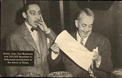 Mischa Auer, Tom Breneman and 523,000 Breakfast in Hollywood contributions to the March of Dimes Advertising Postcard Postcard