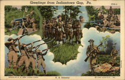 Greetings - Various Army Training scenes, Fort Indiantown Gap Harrisburg, PA Postcard Postcard