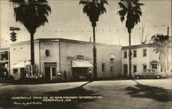 Homerville Drug Co. at Main Highway Intersection Georgia Postcard Postcard