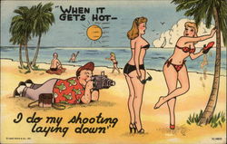 Man photographing bathing beauties Postcard