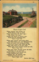 That's Cape Cod, poem by Bernice Hall Legg Postcard