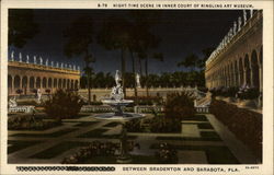 Night-time scene in Inner Court of Ringling Art Museum Postcard