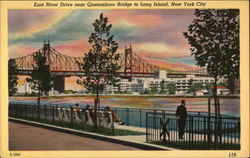 East River Drive near Queensboro Bridge to Long Island Postcard