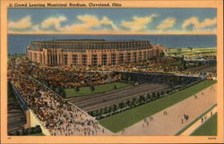 Crowd Leaving Municipal Stadium Cleveland, OH Postcard Postcard