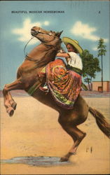 Beautiful Mexian horsewoman Cowboy Western Postcard Postcard