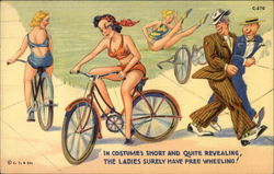 Free-Wheeling Ladies Postcard