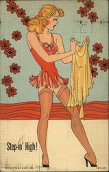 Beauty getting dressed Swimsuits & Pinup Postcard Postcard