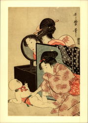 Young mother joking with her child Postcard