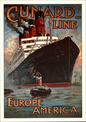 Cunard Cruise Line: Europe to America Advertising Reproductions Postcard Postcard