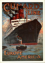 Cunard Cruise Line: Europe to America Postcard