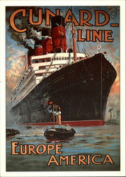 Cunard Line: Europe to America Advertising Reproductions Postcard Postcard