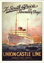 Union Castle Line Advertising Reproductions Postcard Postcard