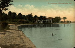 A Landscape, Beach View Winona Lake, IN Postcard Postcard