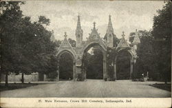 Main Entrance, Crown Hill Cemetery Indianapolis, IN Postcard Postcard