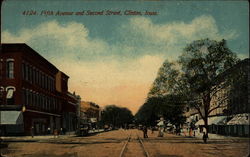 Fifth Avenue and Second Street Clinton, IA Postcard Postcard