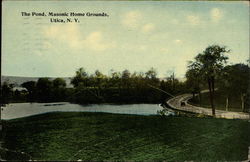 The Pond, Masonic Home Grounds Postcard