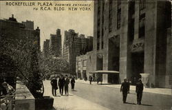 Rockefeller Plaza showing entrance to RCA Building Postcard