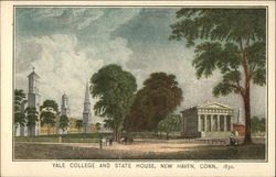 Yale College and State House New Haven, CT Postcard Postcard