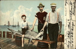 Two men who caught a shark Postcard