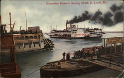 Excursion Steamer leaving Wharf Postcard