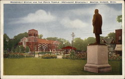 Roosevelt Statue and the Peace Temple (Methodist Episcopal) Postcard