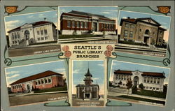 Seattle's Public Library Branches Washington Postcard Postcard