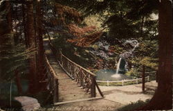 Rustic Bridge and Fountain, City Park Portland, OR Postcard Postcard