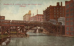 Elevatea R. R. Jackknife Bridge over Chicago River Illinois Postcard Postcard