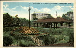 Flower Beds at Entrance, Idora Park Postcard