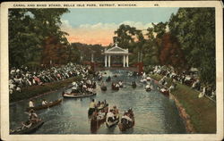 Canal and Band Stand, Belle Isle Park Detroit, MI Postcard Postcard