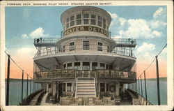 Forward Deck showing pilot house, Steamer Greater Detroit Steamers Postcard Postcard