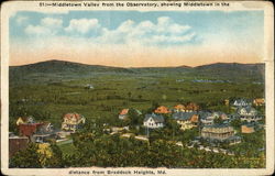 View of Middletown Valley from the observatory Braddock Heights, MD Postcard Postcard