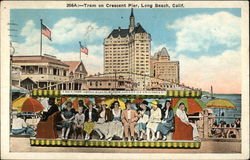 Tram on Crescent Pier Long Beach, CA Postcard Postcard