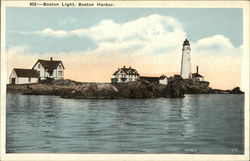 Boston Light House in Boston Harbor Postcard