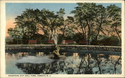 Fountain, City Hall Park Passaic, NJ Postcard Postcard