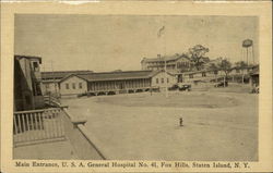 Main Entrance, U.S.A. General Hospital No. 41, Fox Hills Staten Island, NY Postcard Postcard