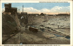 Preparing Crushed Stone for Public Roads Joliet, IL Postcard Postcard