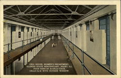 Cell House, Women's Department at Illinois State Penitentiary Joliet, IL Postcard Postcard