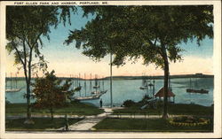 Fort Allen Park and Harbor Postcard