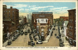 Congress Street and Free Street From Congress Square Postcard