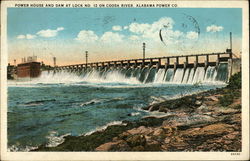 Powerhouse and dam at Lock No. 12, Alabama Power Co Coosa River, AL Postcard Postcard