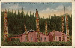 Totem Poles and Residences of Haida Indians Postcard