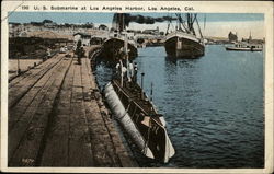 U.S. Submarine at Los Angeles Harbor California Postcard Postcard