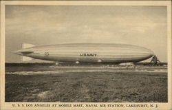 U.S.S. Los Angeles at Mobile Mast, Naval Air Station Postcard