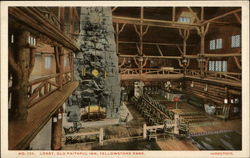 Lobby of Old Faithful Inn at Yellowstone Park Postcard