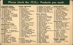 Please check the McNess products you need Postcard